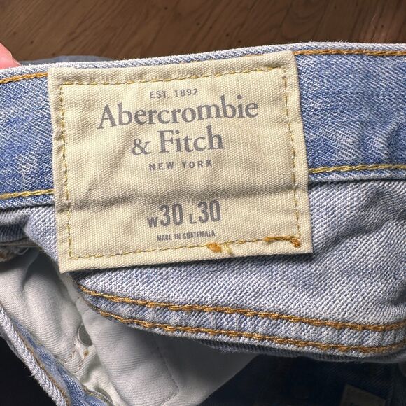Abercrombie & Fitch Jeans Mens 30x30 Blue The Skinny Distressed Button Fly - Picture 7 of 10